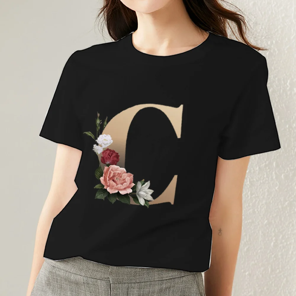 Fashion All-match Women's T-shirt 26 Letters Initial Name Initial C Printing Casual Women O-neck Soft Short-sleeved Clothing
Fashion All-match Women's T-shirt 26 Letters Initial Name Initial C Printing Casual Women O-neck Soft Short-sleeved Clothing
