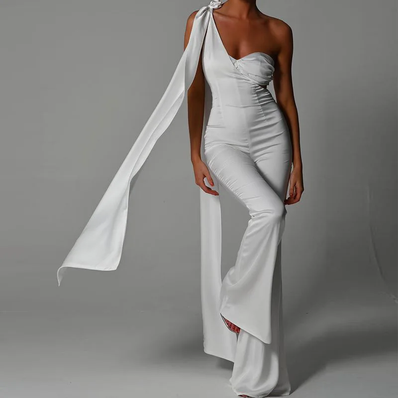 One-shoulder Ribbon Wide-leg Jumpsuits Sexy Chest Wrapping Patchwork Hollow Out Women Jumpsuits Fashion Elegant Silk Streetwear
One-shoulder Ribbon Wide-leg Jumpsuits Sexy Chest Wrapping Patchwork Hollow Out Women Jumpsuits Fashion Elegant Silk Streetwear