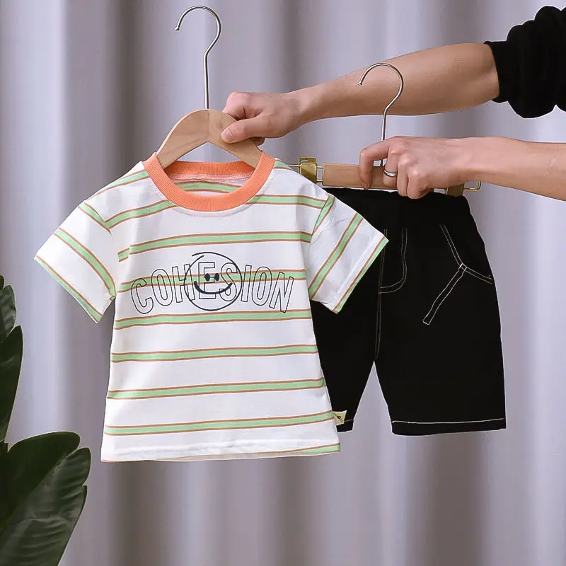 Summer Stripe Print Kids Clothing Sets 100% Cotton Top+Pant for Children Boy Sets Casual Baby Boy Clothes Children Clothes 1-5 Y
Summer Stripe Print Kids Clothing Sets 100% Cotton Top+Pant for Children Boy Sets Casual Baby Boy Clothes Children Clothes 1-5 Y