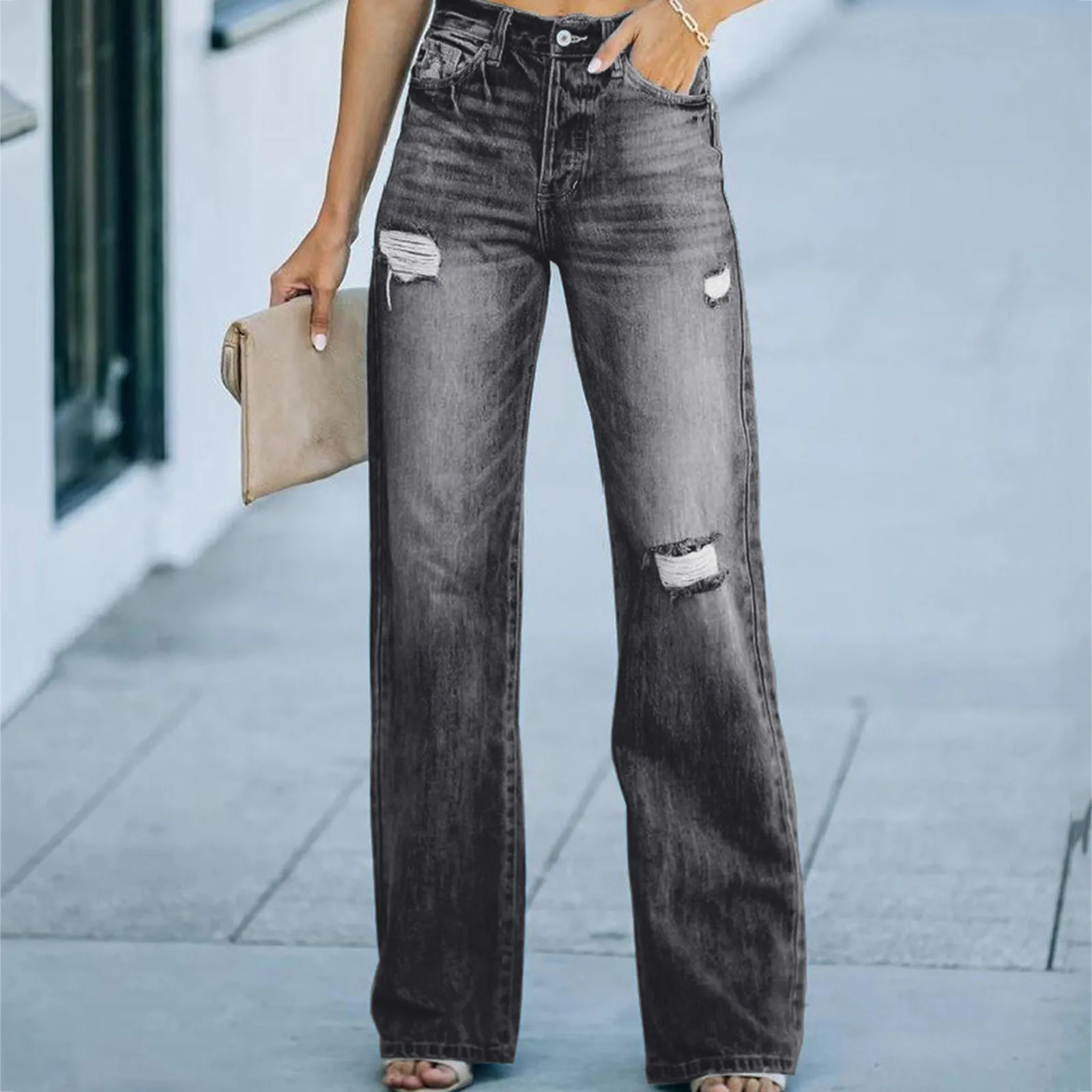 2021 High Waist Loose Jeans Women Button Pocket Elastic Solid Color Long Pants Autumn Casual Jeans Slim Baggy Denim Trousers #40
2021 High Waist Loose Jeans Women Button Pocket Elastic Solid Color Long Pants Autumn Casual Jeans Slim Baggy Denim Trousers #40