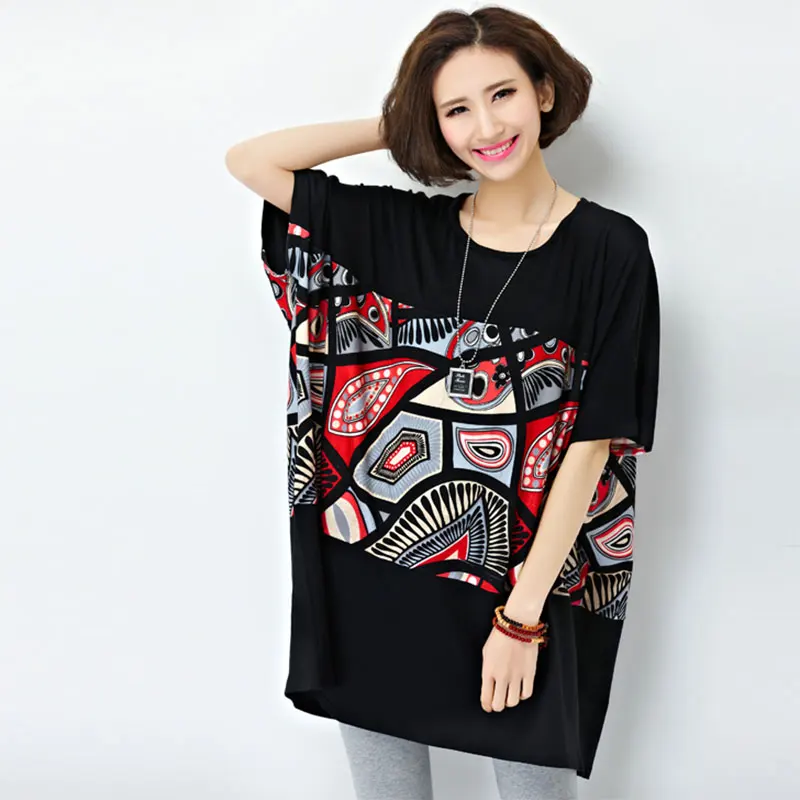 2021 New Summer T-Shirt Dress Plus Size Women Patchwork Striped Geometric Print Cotton Short Sleeve Dress Big Size Female Tops
2021 New Summer T-Shirt Dress Plus Size Women Patchwork Striped Geometric Print Cotton Short Sleeve Dress Big Size Female Tops