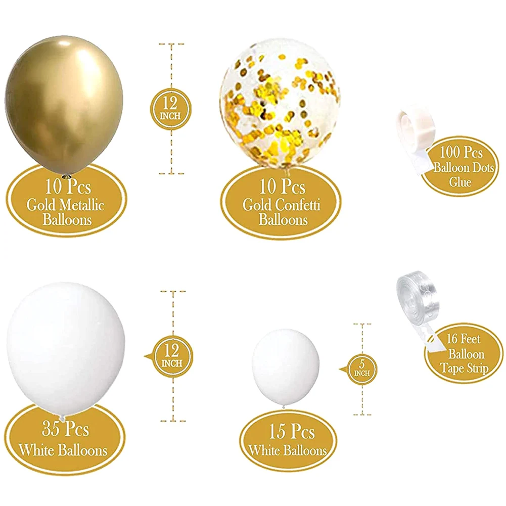70pcs Garland Arch Balloons Garland Set Gold Confetti Balloons Latex Balloon for Birthday Wedding Anniversary Baby Shower Party
70pcs Garland Arch Balloons Garland Set Gold Confetti Balloons Latex Balloon for Birthday Wedding Anniversary Baby Shower Party