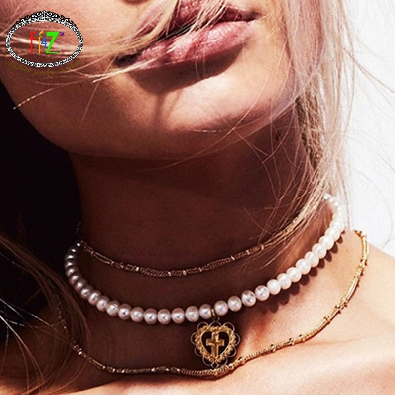 Новые женские ожерелья-Чокеры F.J4Z с жемчугом модные подвески и ожерелья в стиле