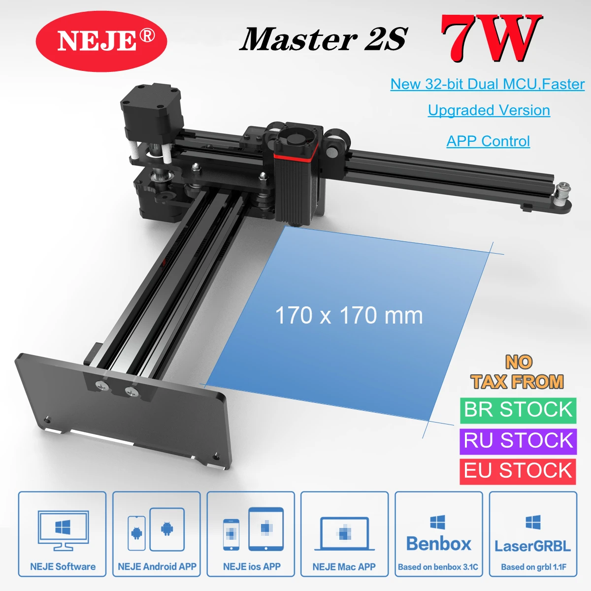 2021 NEJE Master 2s 7W Laser Engraver CNC Wood Engraving Machine DIY Laser Cutter with APP Control-Bluetooth- MEMS Protection
2021 NEJE Master 2s 7W Laser Engraver CNC Wood Engraving Machine DIY Laser Cutter with APP Control-Bluetooth- MEMS Protection