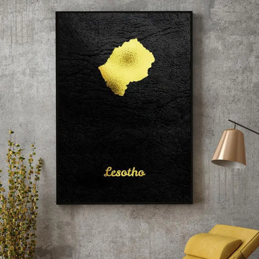 Golden Map Lesotho Canvas Painting Wall Art Pictures prints home decor Wall Poster Decoration For Living Room
Golden Map Lesotho Canvas Painting Wall Art Pictures prints home decor Wall Poster Decoration For Living Room