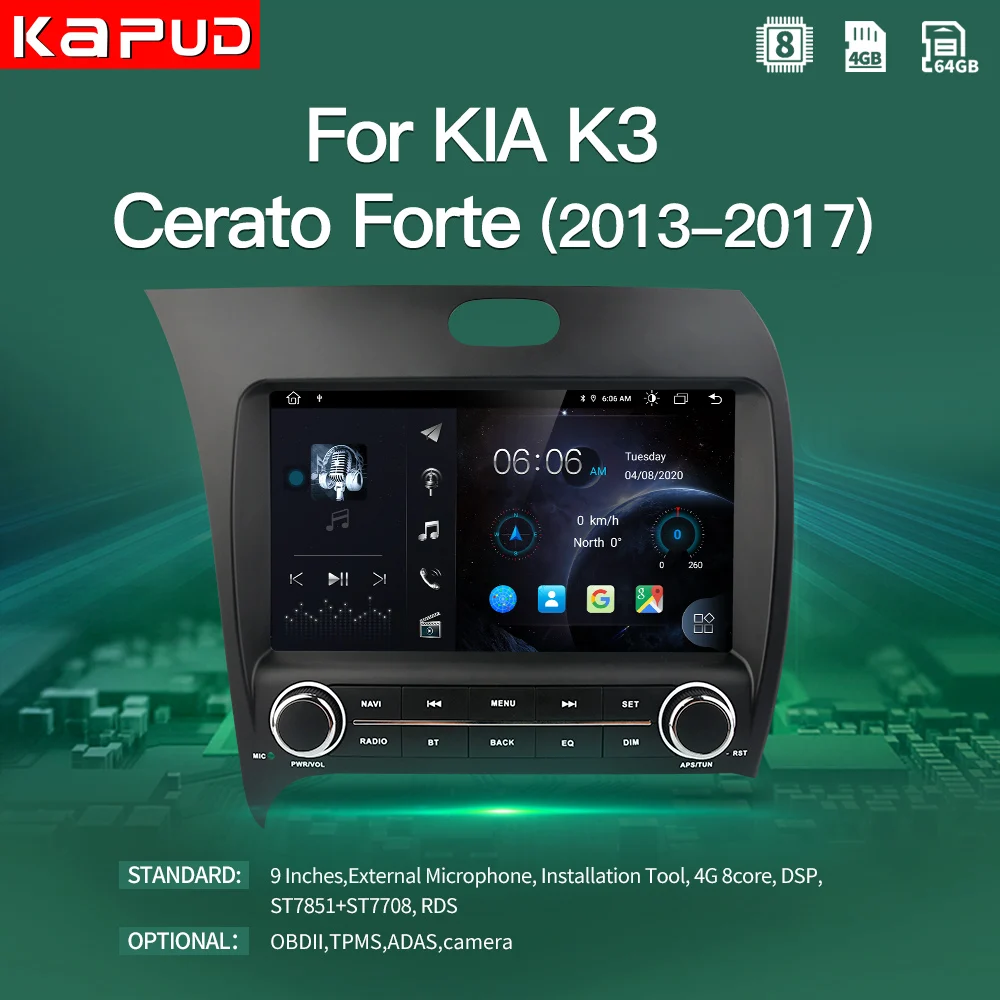Kapud 9 "4G LTE Android 10,0 навигация для Kia Cerato K3 2013-2017 автомобильное аудио стерео Мультимедийный плеер GPS радио без DVD
Kapud 9 "4G LTE Android 10,0 навигация для Kia Cerato K3 2013-2017 автомобильное аудио стерео Мультимедийный плеер GPS радио без DVD
