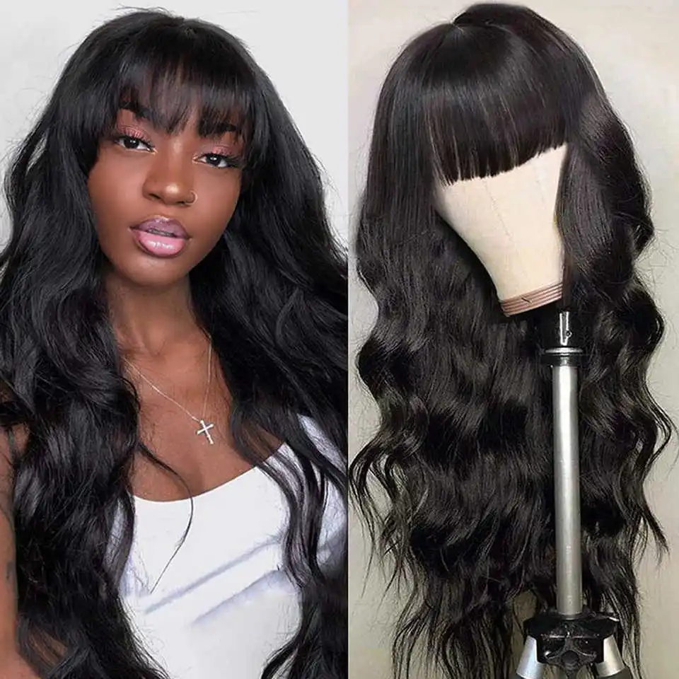 Natural Color Body Wave Wigs With Bang SOKU Brazilian 100% Human Hair Wigs For Black Women 99J/27/4 Colored Machine Made Wigs
Natural Color Body Wave Wigs With Bang SOKU Brazilian 100% Human Hair Wigs For Black Women 99J/27/4 Colored Machine Made Wigs