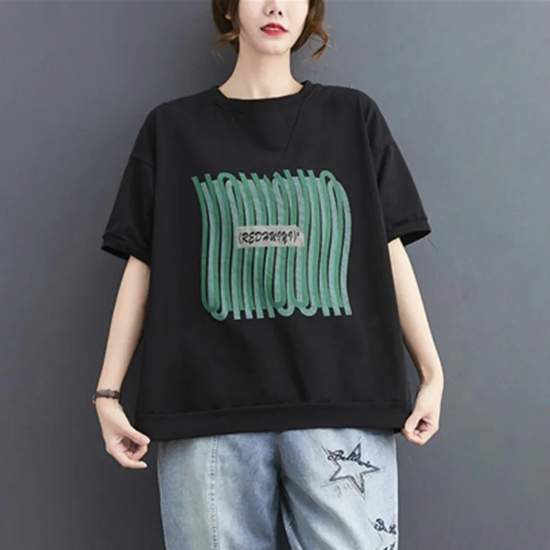 Women Cotton Casual T-shirts New Arrival 2021 Summer Simple Style Letter Print Loose Female Short Sleeve Tops Tees B112 
Women Cotton Casual T-shirts New Arrival 2021 Summer Simple Style Letter Print Loose Female Short Sleeve Tops Tees B112