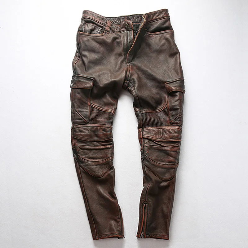 Genuine motorcycle leather trousers, genuine beef leather pants with slim plus size design for men
Genuine motorcycle leather trousers, genuine beef leather pants with slim plus size design for men