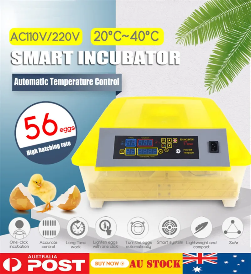 New 56 Eggs Incubator Automatic Hatcher Poultry Egg Incubator Digital Control Hatchery Farm Incubation Tools Brooder Equipment
New 56 Eggs Incubator Automatic Hatcher Poultry Egg Incubator Digital Control Hatchery Farm Incubation Tools Brooder Equipment