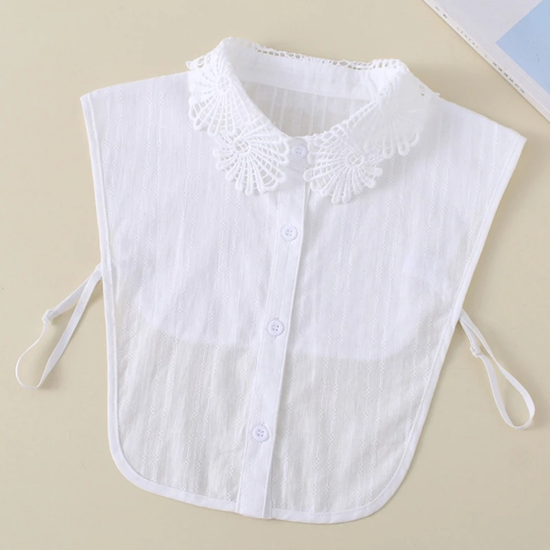 Women Detachable Half Shirt Dickey Floral Lace Jacquard Lapel False Collar Striped Button Decorative Chiffon Blouse Top
Women Detachable Half Shirt Dickey Floral Lace Jacquard Lapel False Collar Striped Button Decorative Chiffon Blouse Top