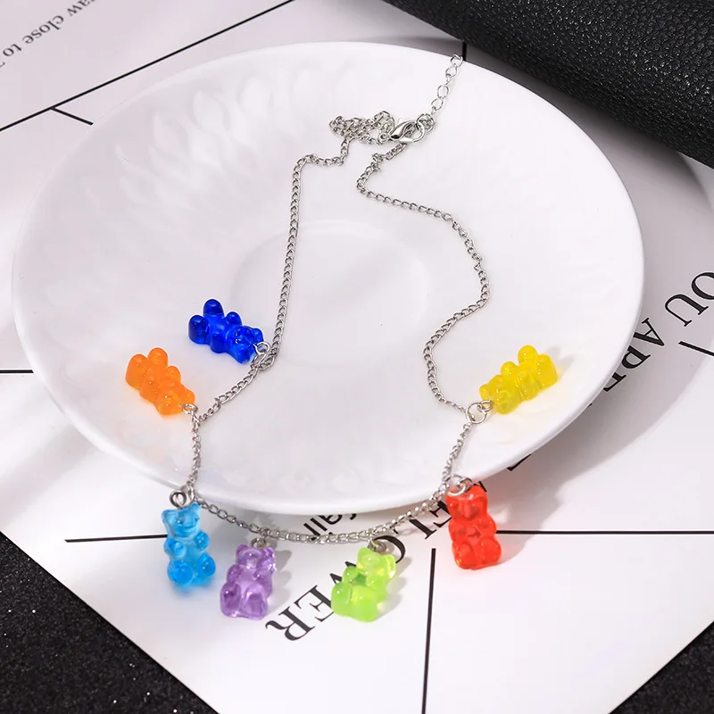 Punk Rainbow Cute Jelly Bear Gummy Necklaces Women Hip Hop Resin Stainless Steel Chain Accessories Jewelry Party Gifts
Punk Rainbow Cute Jelly Bear Gummy Necklaces Women Hip Hop Resin Stainless Steel Chain Accessories Jewelry Party Gifts