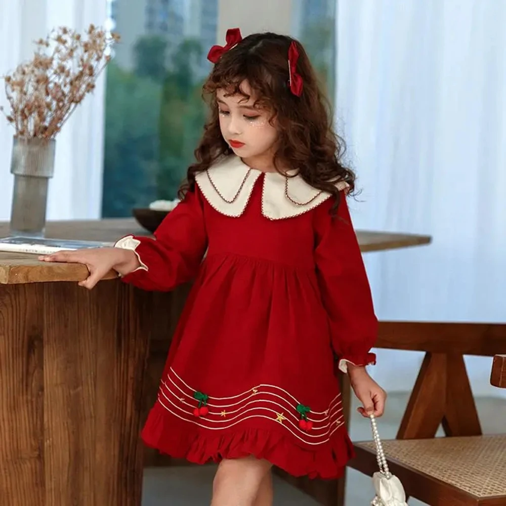 Spring Kids Long Sleeve Dresses For Girls Red Turn Down Collar Princess Dress Girl Clothing 4-14 Y Kids Clothes Girls Vestido
Spring Kids Long Sleeve Dresses For Girls Red Turn Down Collar Princess Dress Girl Clothing 4-14 Y Kids Clothes Girls Vestido