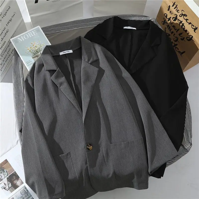 Женский свободный Блейзер, повседневный однотонный блейзер из хлопка и льна на одной пуговице с рукавом 2022, весна-осень 3/4 
Женский свободный Блейзер, повседневный однотонный блейзер из хлопка и льна на одной пуговице с рукавом 2022, весна-осень 3/4