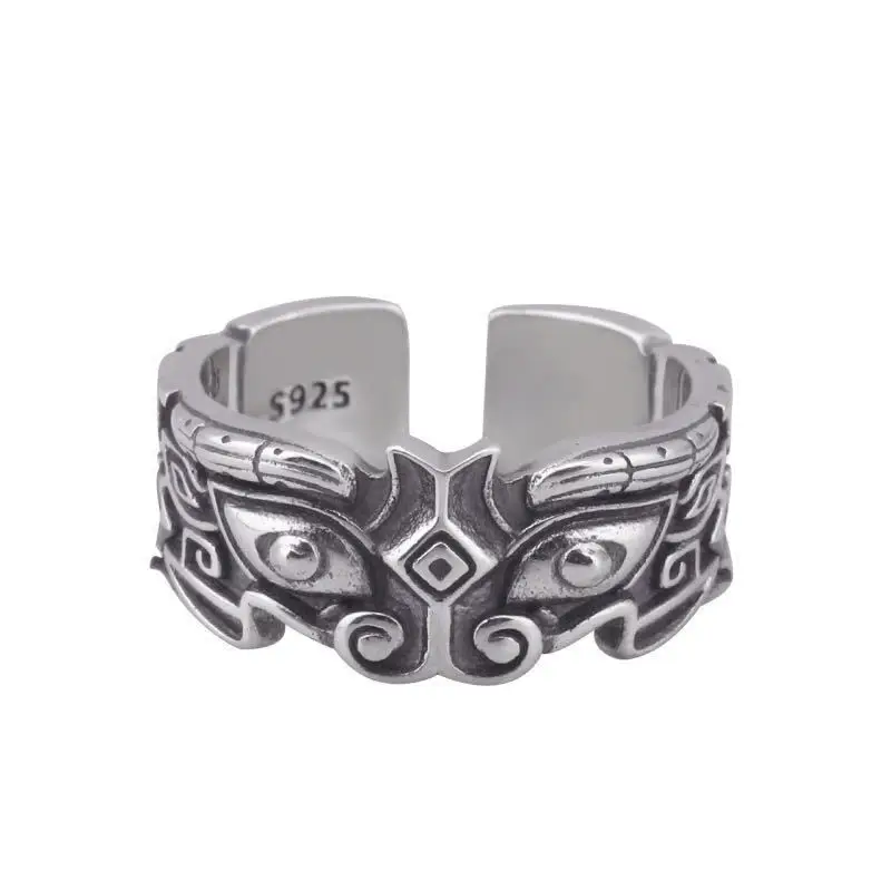 Half-orc ancient silver men's animal face pattern retro ring male trendy male domineering index finger open ring
Half-orc ancient silver men's animal face pattern retro ring male trendy male domineering index finger open ring