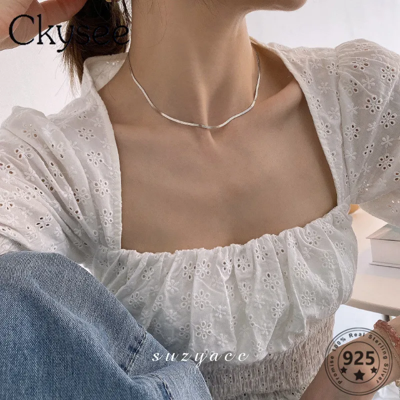 Ckysee S925 Sterling Silver Necklace Flat Snake Bone Chain Choker Necklace For Fashion Women Simple Fine Charms Silver 925
Ckysee S925 Sterling Silver Necklace Flat Snake Bone Chain Choker Necklace For Fashion Women Simple Fine Charms Silver 925