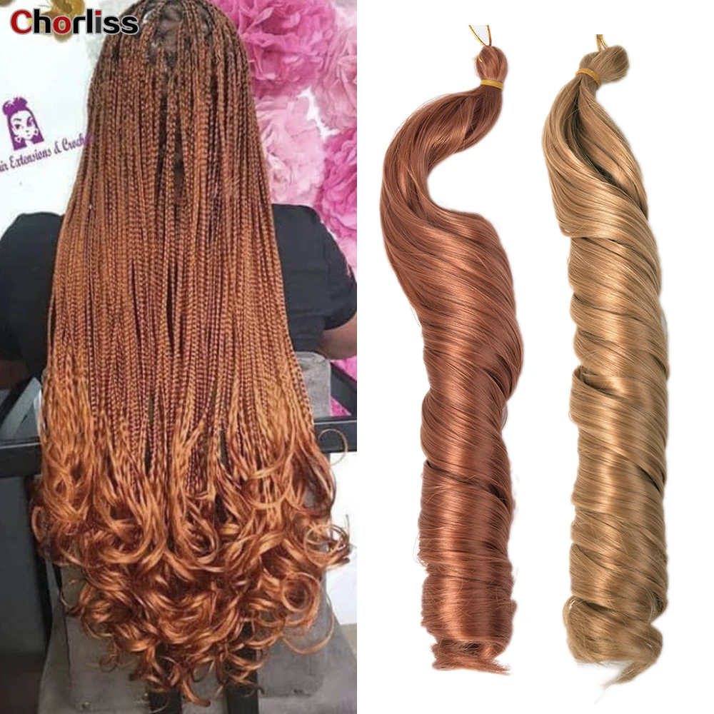 

24inch Loose Wave Spiral Curl Braids Synthetic Hair Ombre Pre Stretched Crochet Braiding Hair Extensions French Curls For Women