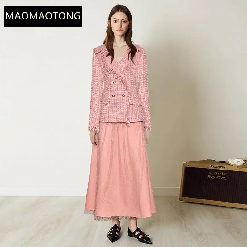 Women's Clothing Fashion Designer Suit Autumn Winter Women Long Sleeve Woolen Coat Tassel Tops+Mesh Skirt Two-piece Set
Women's Clothing Fashion Designer Suit Autumn Winter Women Long Sleeve Woolen Coat Tassel Tops+Mesh Skirt Two-piece Set