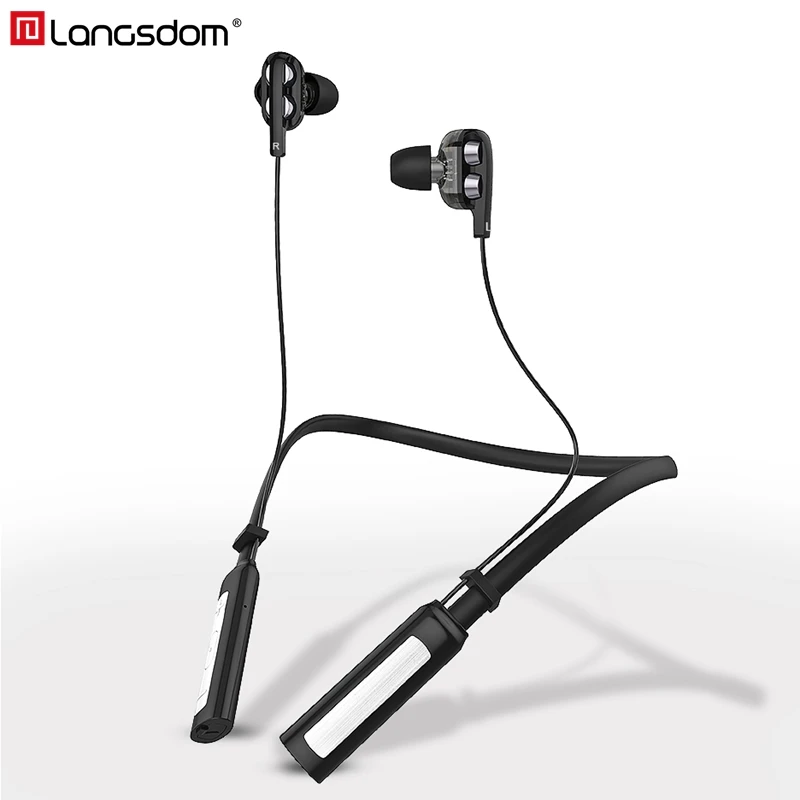 Langsdom шейные спортивные Bluetooth наушники портативные супер бас стерео беспроводные