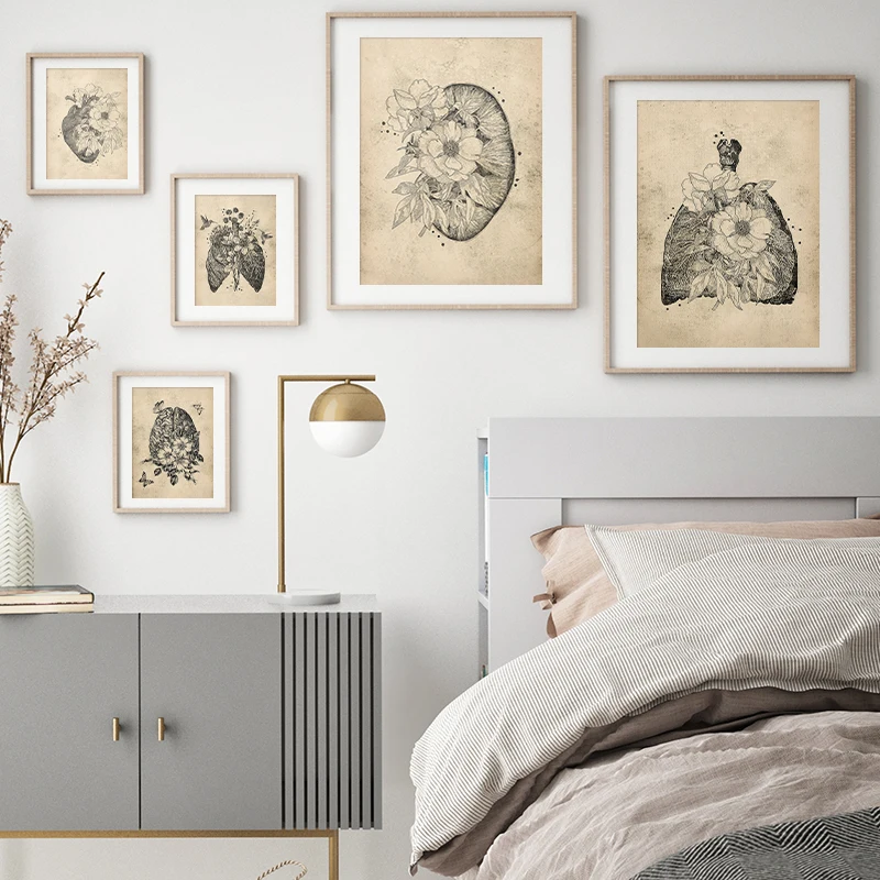 Antique Floral Anatomy Poster Heart Lungs Brain Medical Wall Art Print Canvas Painting Abstract Picture Clinic Home Decoration
Antique Floral Anatomy Poster Heart Lungs Brain Medical Wall Art Print Canvas Painting Abstract Picture Clinic Home Decoration