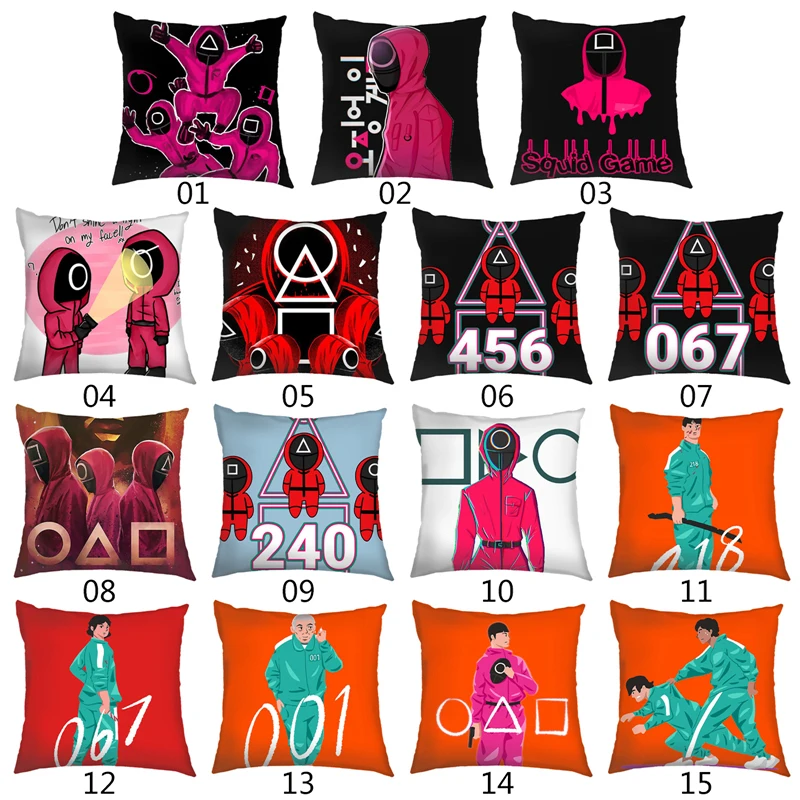 Squid Game Throw Pillow Case Mystery Game Cushion Cover 45x45cm Pillowcover Printed Pillowcases Textile For Home Decoration
Squid Game Throw Pillow Case Mystery Game Cushion Cover 45x45cm Pillowcover Printed Pillowcases Textile For Home Decoration