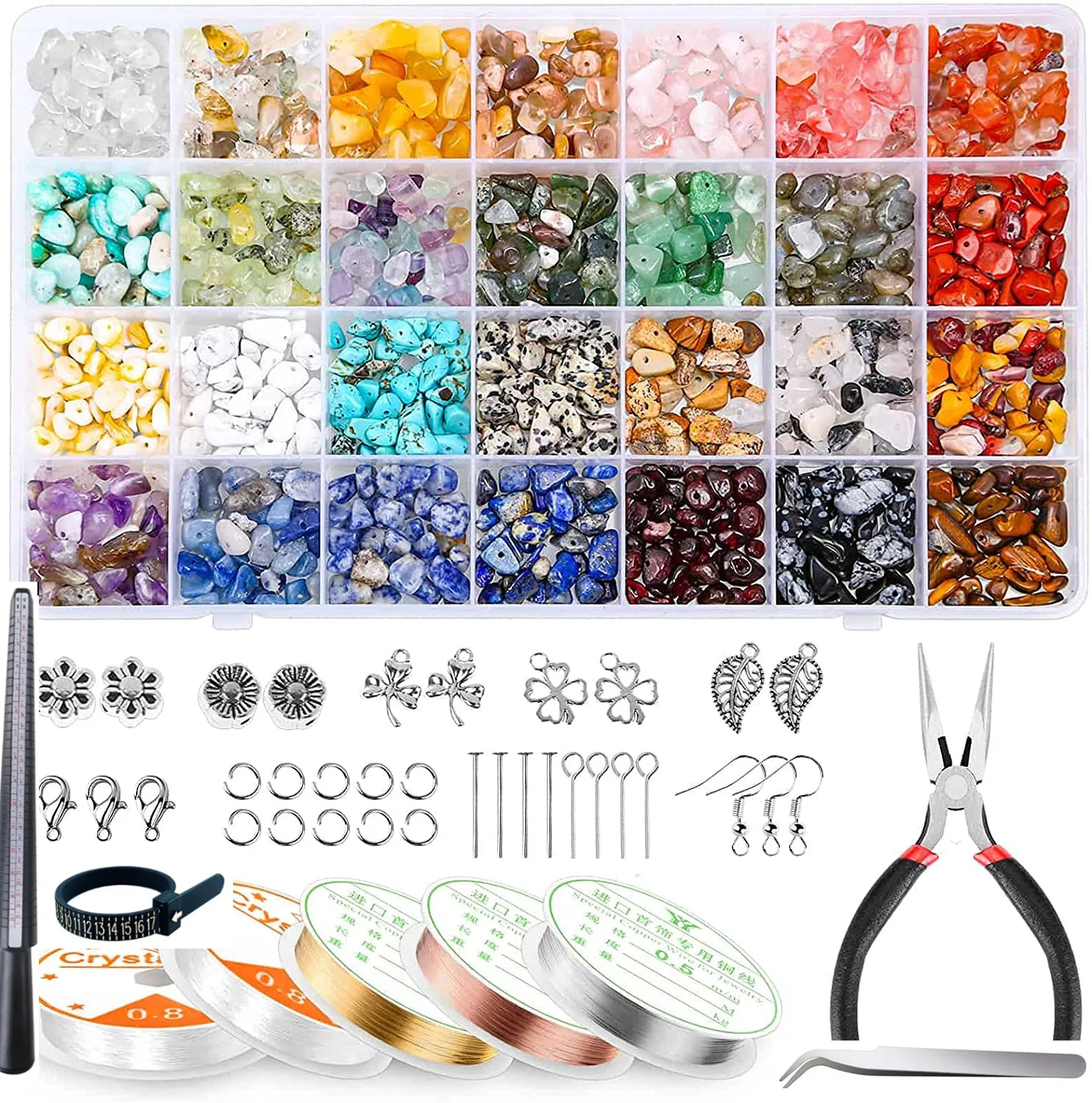 The Ring Making Kit Contains 28 Color Crystal Beads Gem Broken Bead Pliers and Jewelry Making Supplies
The Ring Making Kit Contains 28 Color Crystal Beads Gem Broken Bead Pliers and Jewelry Making Supplies