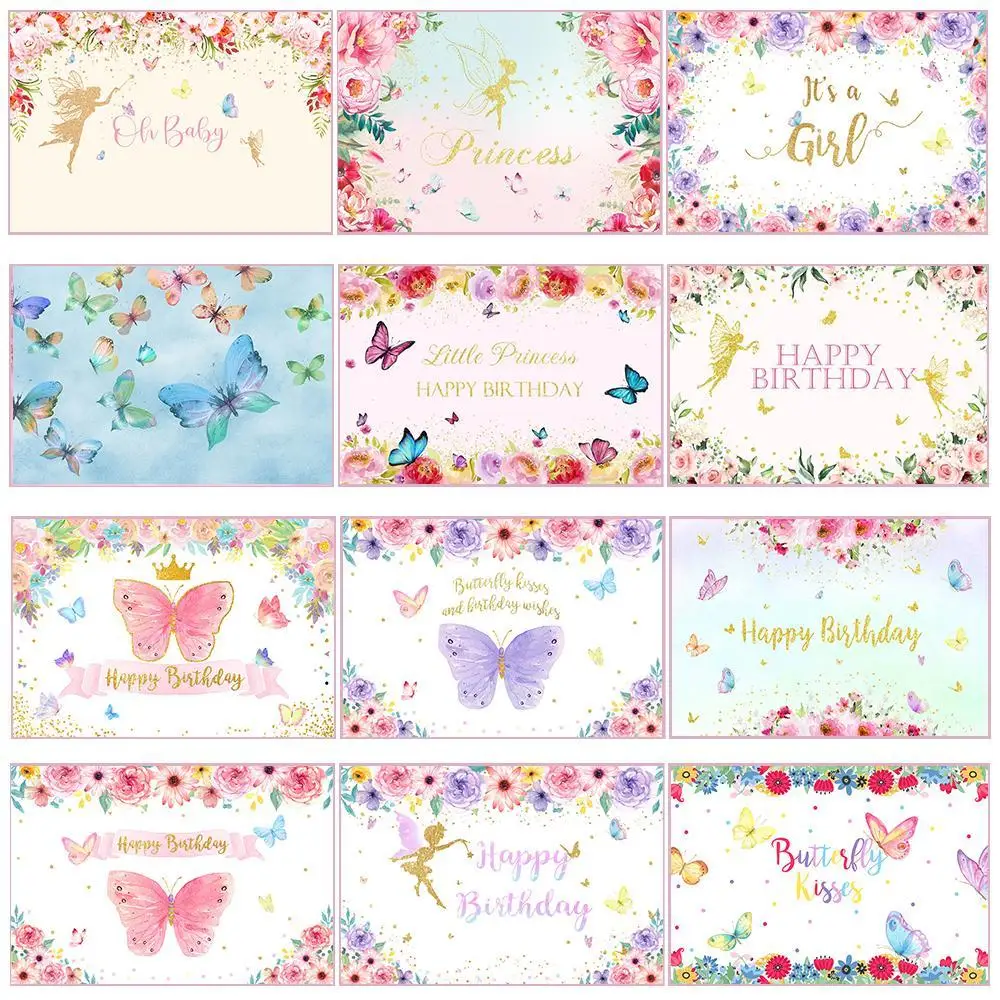 Butterfly Birthday Backdrops Cake Table Party Baby Photography Printed Flower Fairy Backdrop Artistic Child Background
Butterfly Birthday Backdrops Cake Table Party Baby Photography Printed Flower Fairy Backdrop Artistic Child Background