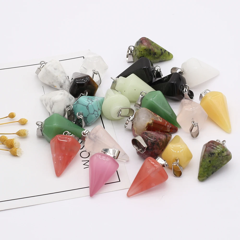 6pcs/lot Mix Color Natural Stone Pendant Cone Shape Agates Stone Pendant for Making DIY Jewelry Necklace Accessories 15x25mm
6pcs/lot Mix Color Natural Stone Pendant Cone Shape Agates Stone Pendant for Making DIY Jewelry Necklace Accessories 15x25mm