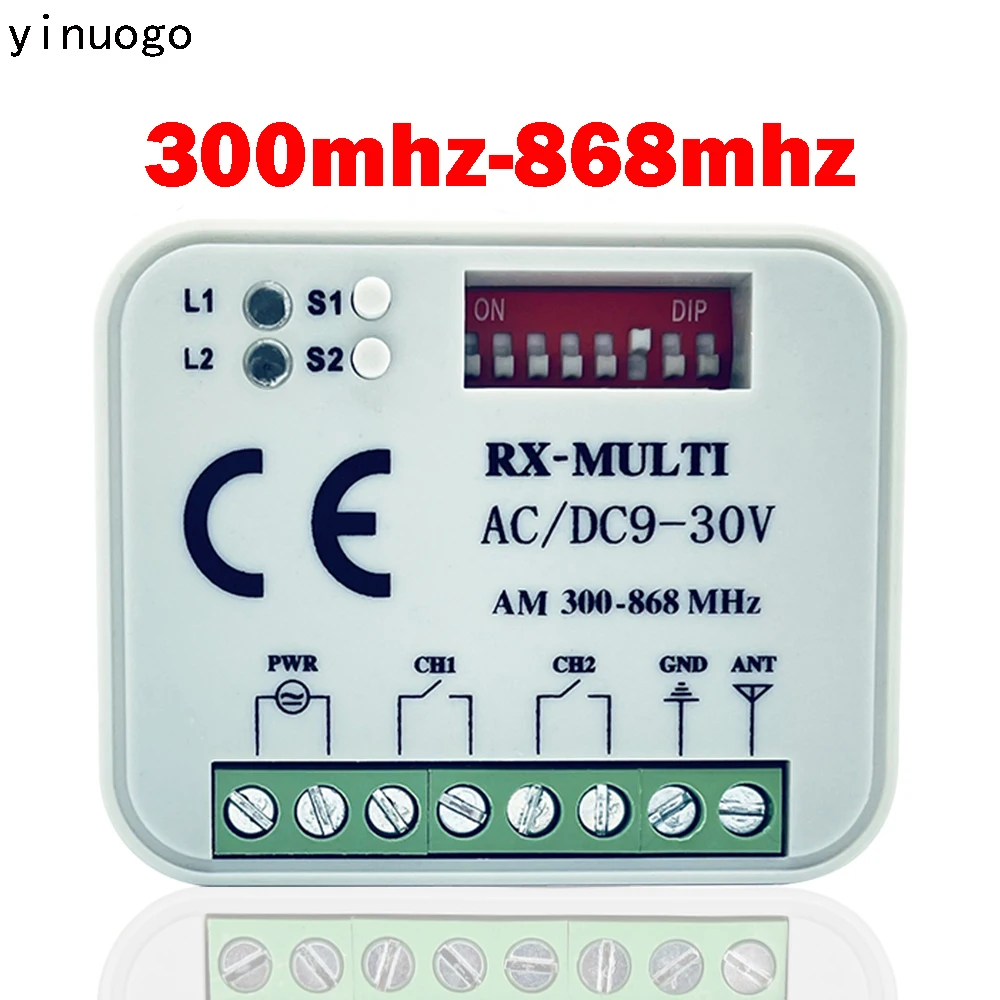 2CH 9V-30V RX MULTI Garage Door Receiver For 315mhz 390mhz 433mhz 434.42mhz 868mhz Multi Brand Garage Door Remote Control
2CH 9V-30V RX MULTI Garage Door Receiver For 315mhz 390mhz 433mhz 434.42mhz 868mhz Multi Brand Garage Door Remote Control