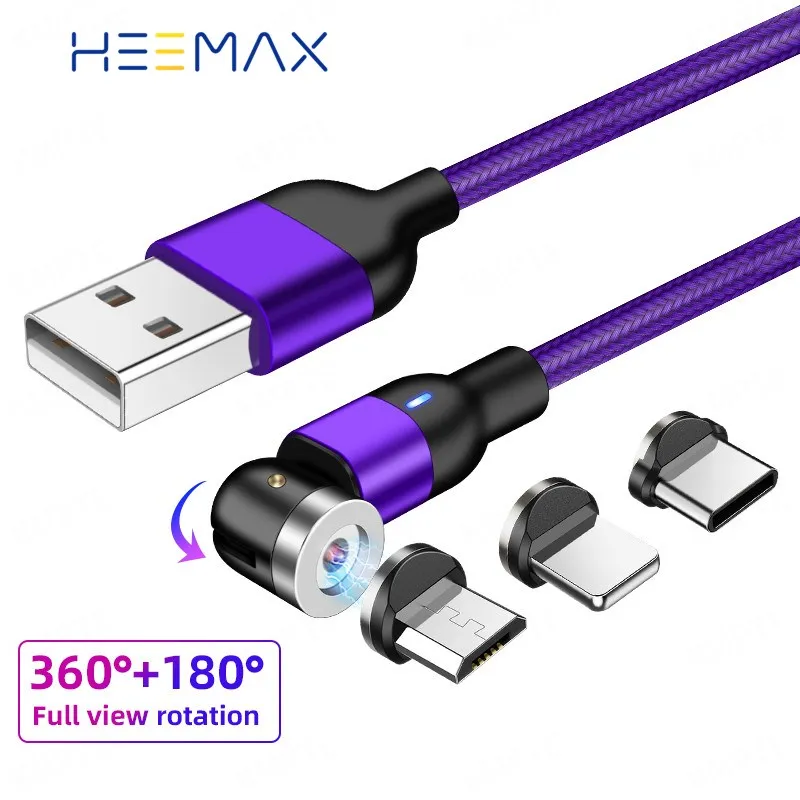 HEEMAX 540 Rotation LED Magnetic Cable Micro USB Type C Cable 3A Fast Charging Wire Cord For iPhone 12 Pro Samsung Xiaomi
HEEMAX 540 Rotation LED Magnetic Cable Micro USB Type C Cable 3A Fast Charging Wire Cord For iPhone 12 Pro Samsung Xiaomi
