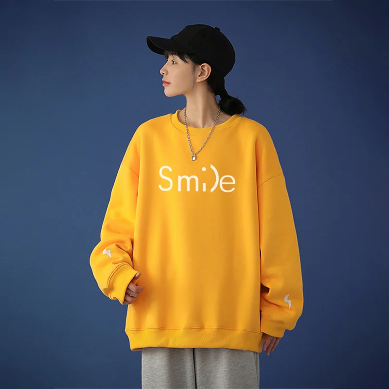 Women Pullover Sweatshirt Smile Letter Print Female Sweatshirts Oversize Plus Size Drop-shoulder Long Sleeve Casual 2021 Spring
Women Pullover Sweatshirt Smile Letter Print Female Sweatshirts Oversize Plus Size Drop-shoulder Long Sleeve Casual 2021 Spring