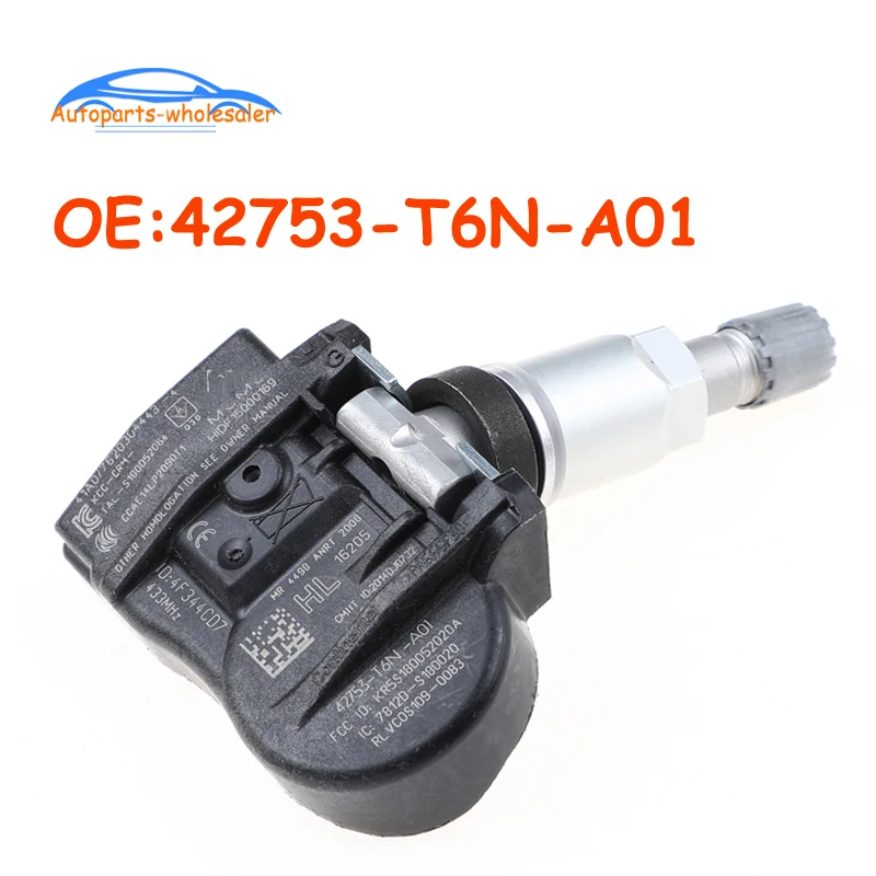 Car 42753-T6N-A01 42753T6NA01 42753-T6N-TBD TPMS Tire Pressure Monitor Sensor 433MHZ For Honda For 2018 2019 2020 Acura TLX
Car 42753-T6N-A01 42753T6NA01 42753-T6N-TBD TPMS Tire Pressure Monitor Sensor 433MHZ For Honda For 2018 2019 2020 Acura TLX