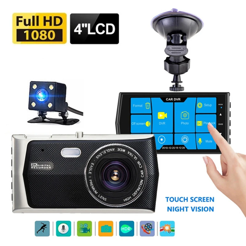 Dual Lens 4 Inch Touch-Screen Driving Recorder 170 Wide View Angle Automobile Reversing 4 LED Camera Camcorder
Dual Lens 4 Inch Touch-Screen Driving Recorder 170 Wide View Angle Automobile Reversing 4 LED Camera Camcorder