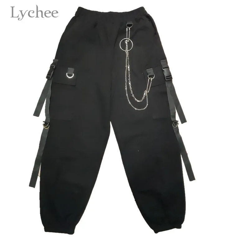Lychee Harajuku Black Solid Color Women Cargo Pants Chain Casual Loose Long Trousers Autumn Hip Hop Pants
Lychee Harajuku Black Solid Color Women Cargo Pants Chain Casual Loose Long Trousers Autumn Hip Hop Pants