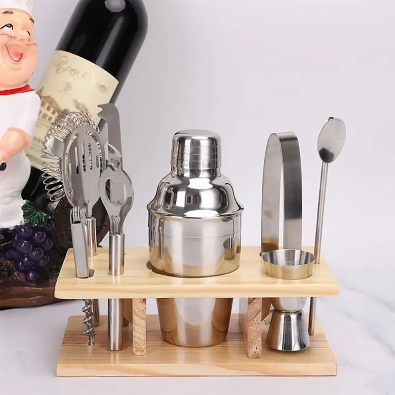 9pcs Stainless Steel Bar Cocktail Shaker Set Barware Tools Shaker Sets Silver With Wooden Durable Rack Cocktail Shaker Set
9pcs Stainless Steel Bar Cocktail Shaker Set Barware Tools Shaker Sets Silver With Wooden Durable Rack Cocktail Shaker Set