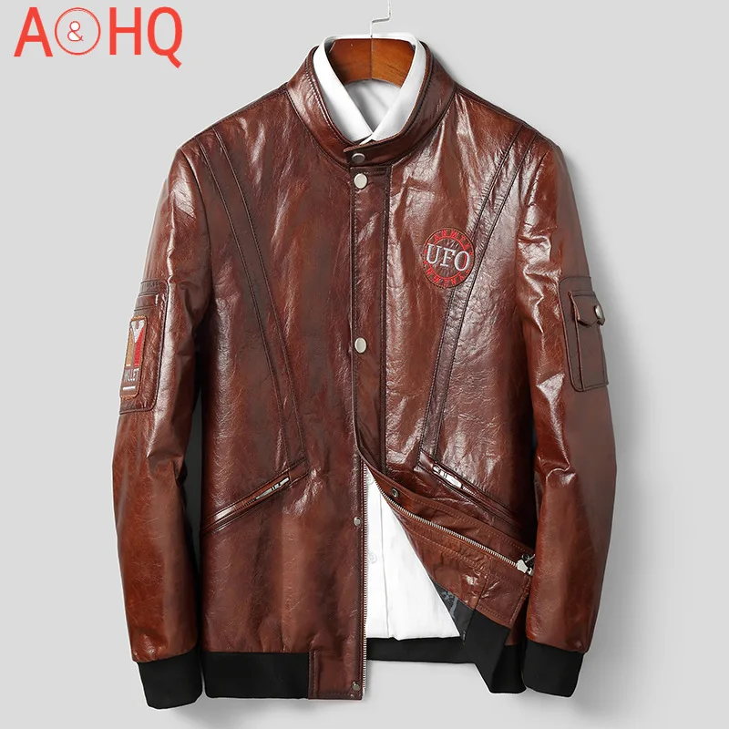 Genuine Cowhide Leather Jacket Men Autumn Men's Waxed Cowhide Jackets Zipper Embroidered Clothes Hommes Veste LXR929
Genuine Cowhide Leather Jacket Men Autumn Men's Waxed Cowhide Jackets Zipper Embroidered Clothes Hommes Veste LXR929