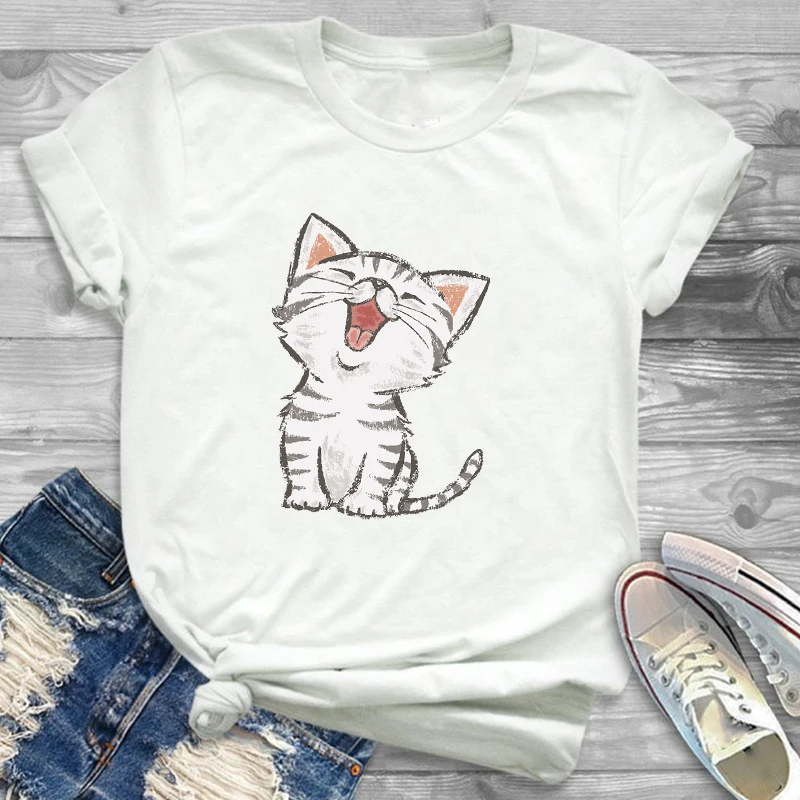 Kawaii girl street sweet style Fashion Cat Laugh Cute Funny Print Women's T-shirt Clothing Cartoon Female Graphic Tee Shirt Tees 
Kawaii girl street sweet style Fashion Cat Laugh Cute Funny Print Women's T-shirt Clothing Cartoon Female Graphic Tee Shirt Tees