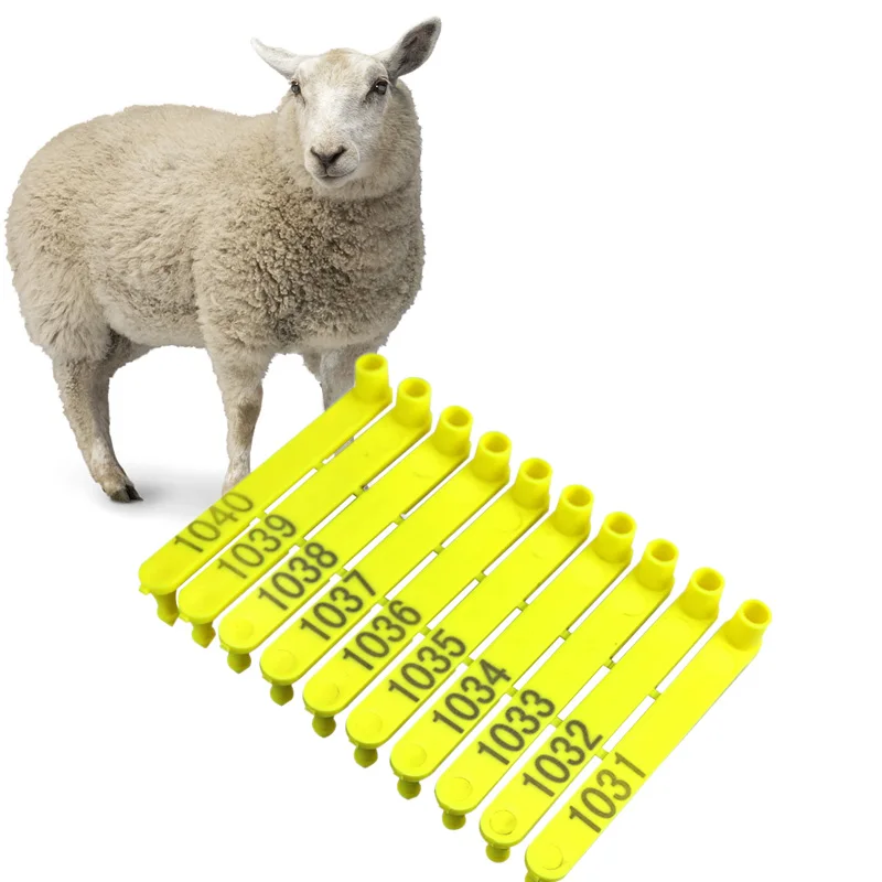 100pc Sheep Goat Hog Cattle Cow Yellow Ear Tag Pliers Laser Typing Plastic Head Earrings For Farm Animals Idetification Card - купить по