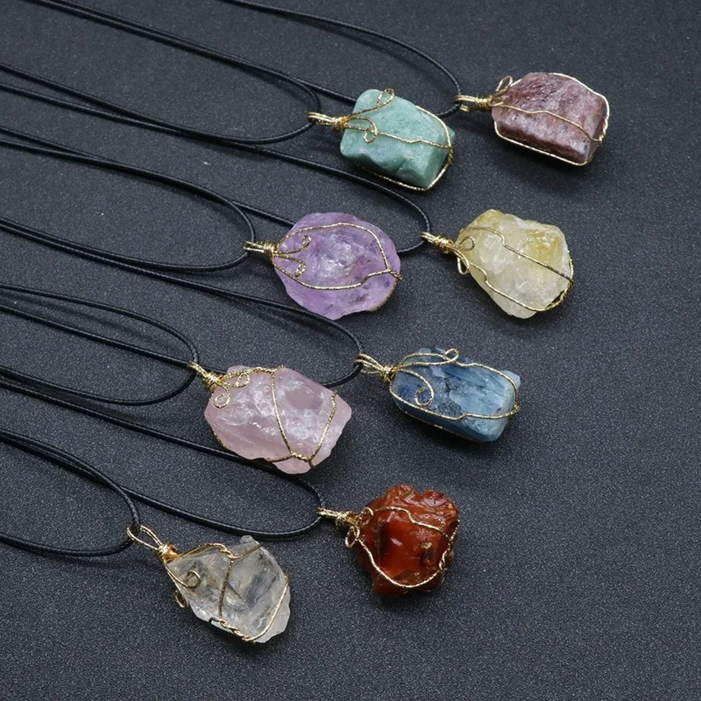 Premium Citrine Rough Stone Wrapped Silk Pendant Pink White Amethyst Fluorite Aventurine Irregular Stone Necklace Accessories
Premium Citrine Rough Stone Wrapped Silk Pendant Pink White Amethyst Fluorite Aventurine Irregular Stone Necklace Accessories