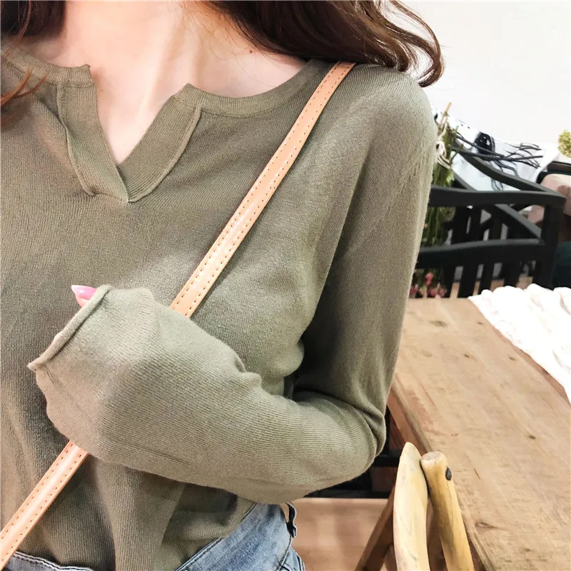 Cotton Bottom Sweaters Women 2020 Autumn Simple V-neck Knitted Jumpers Feamle Korean Chic Loose Pullovers Crocheted Top Clothes
Cotton Bottom Sweaters Women 2020 Autumn Simple V-neck Knitted Jumpers Feamle Korean Chic Loose Pullovers Crocheted Top Clothes