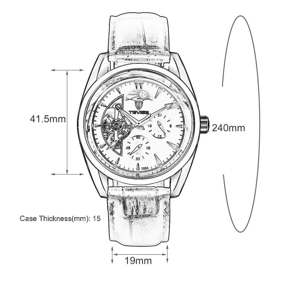 TEVISE Men Watch Tourbillon Automatic Leather Strap Watches Luxury Moon Phase Mechanical Waterproof Watch Hollow Out Dial 
TEVISE Men Watch Tourbillon Automatic Leather Strap Watches Luxury Moon Phase Mechanical Waterproof Watch Hollow Out Dial