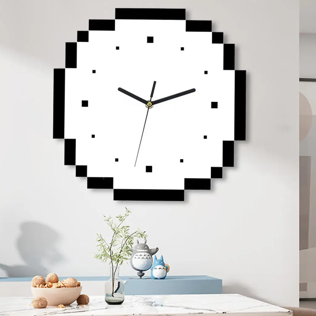 Большие круглые Настенные часы 30 см с мозаикой пикселей украшение для спальни
