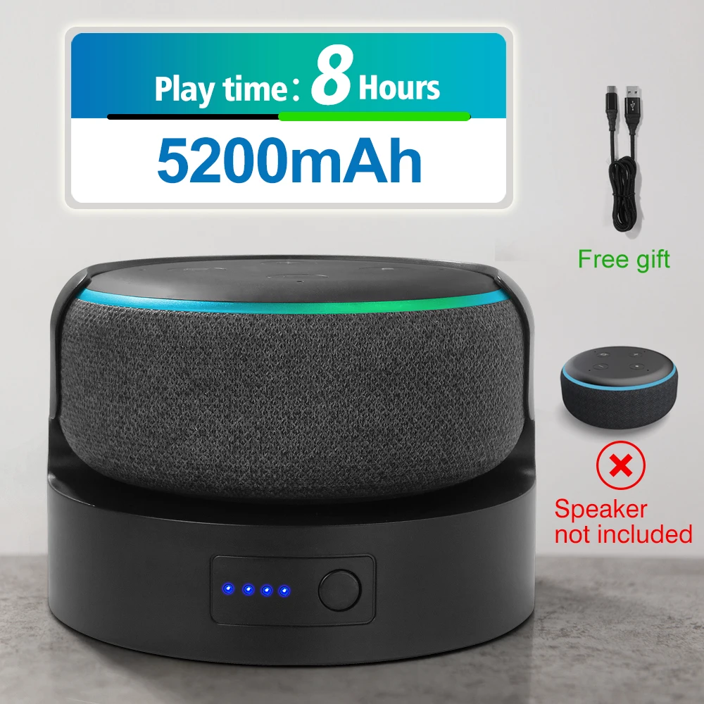 Портативная аккумуляторная док-станция для Echo Dot 3rd Gen, док-станция с большой емкостью для смарт-динамика Alexa
Портативная аккумуляторная док-станция для Echo Dot 3rd Gen, док-станция с большой емкостью для смарт-динамика Alexa