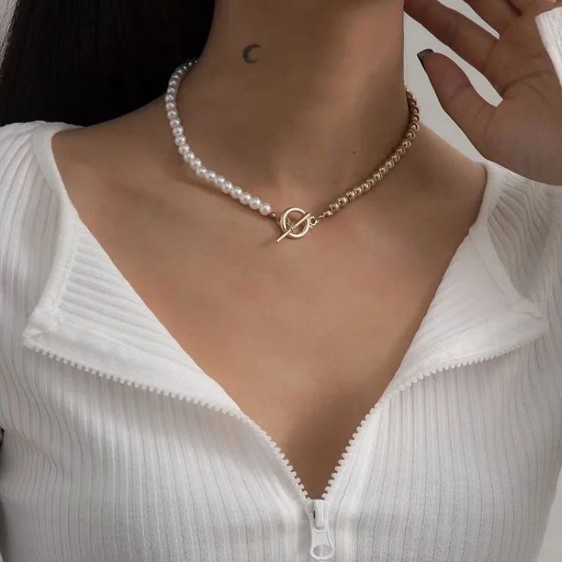 Fashion Baroque Pearl Chain Irregular Necklace Women Collar Wedding Punk Toggle Clasp Circle Beads Choker Necklaces Jewelry 
Fashion Baroque Pearl Chain Irregular Necklace Women Collar Wedding Punk Toggle Clasp Circle Beads Choker Necklaces Jewelry