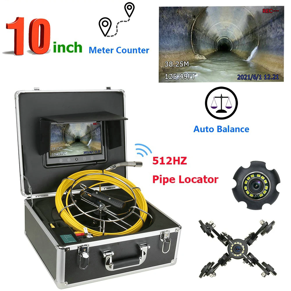 

Auto Self Leveling 512hz locator sonde camera pipe inspection camera drain sewer Meter Counter camera 10 inch monitor