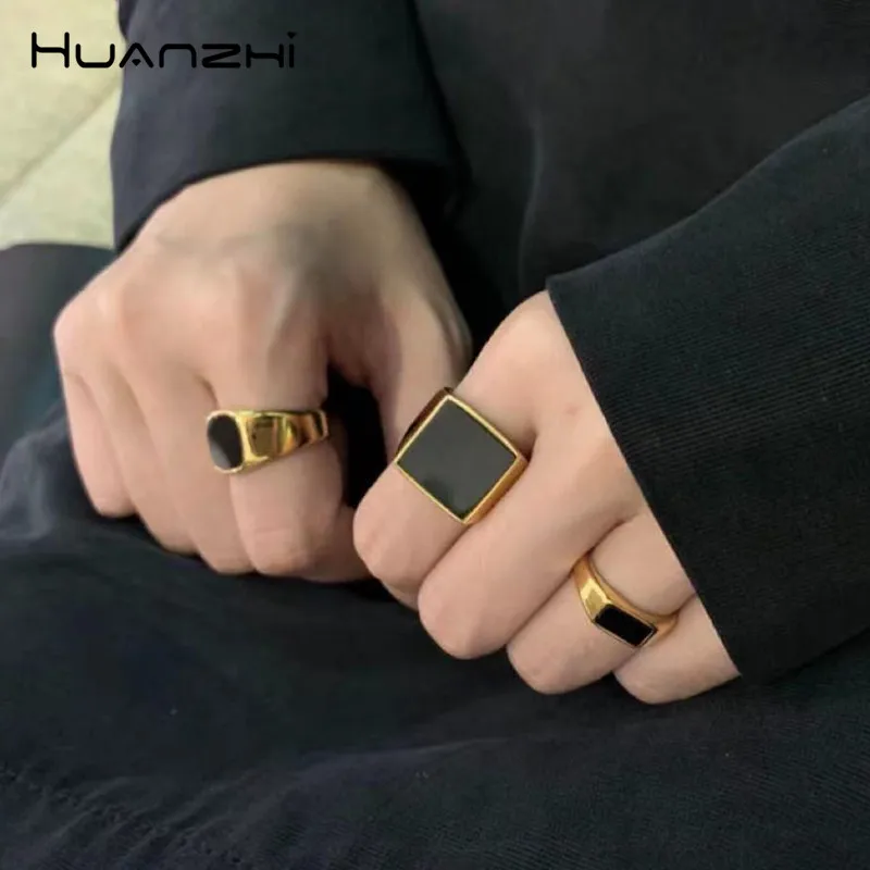HUANZHI 2020 новое простое винтажное панк рок геометрическое квадратное гладкое