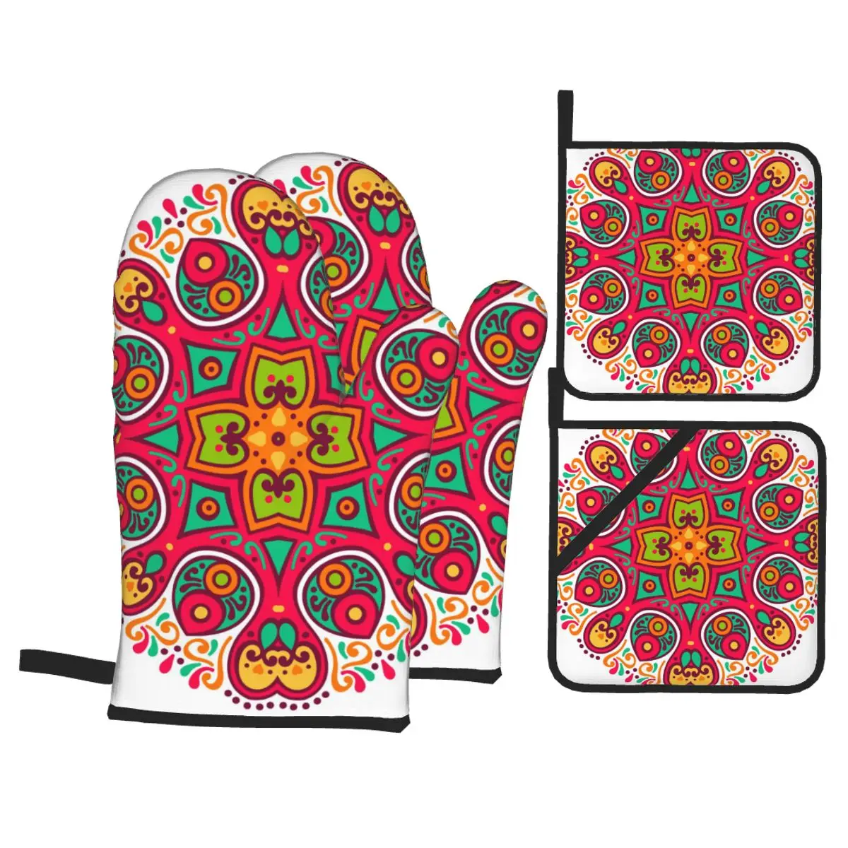 Кухонные перчатки с изоляцией, перчатки с мандалой для приготовления пищи, для микроволновой печи, для выпечки, барбекю, духовки, 4 комплекта 
Кухонные перчатки с изоляцией, перчатки с мандалой для приготовления пищи, для микроволновой печи, для выпечки, барбекю, духовки, 4 комплекта