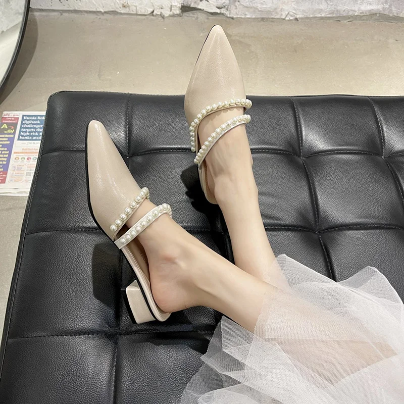 Shoes Square heel Pointed Toe Ladies' Slippers Luxury Slides Mules For Women 2021 Med String Bead Block Cover Designer Summer PU
Shoes Square heel Pointed Toe Ladies' Slippers Luxury Slides Mules For Women 2021 Med String Bead Block Cover Designer Summer PU