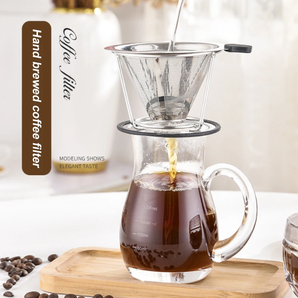 Pour Over Coffee Dripper Stainless Steel Coffee Filter Removable Dripper With Stand Reusable Cone Dripper Cup Stand And Brush
Pour Over Coffee Dripper Stainless Steel Coffee Filter Removable Dripper With Stand Reusable Cone Dripper Cup Stand And Brush