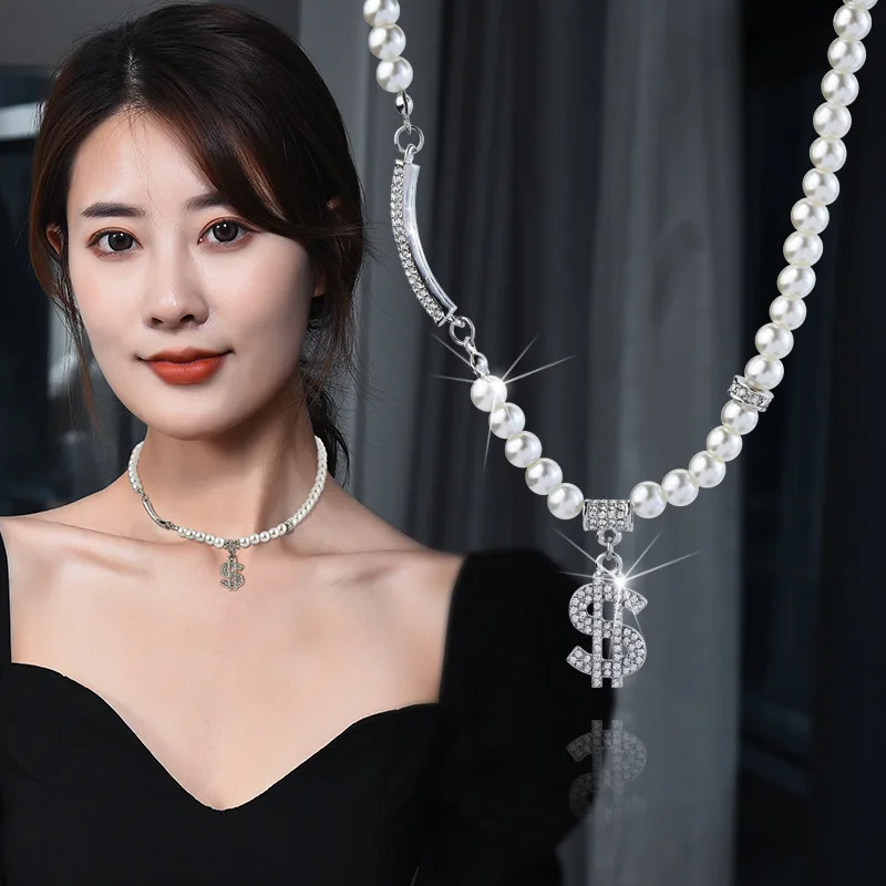2021 Autumn and Winter New Dollar Sign Pearl Collar Fashion Personality Neckband Light Luxury Necklace Clavicle Chain Wholesale
2021 Autumn and Winter New Dollar Sign Pearl Collar Fashion Personality Neckband Light Luxury Necklace Clavicle Chain Wholesale